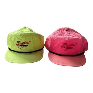 Vintage Chevy Heartbeat of America Hats Neon Pink & Yellow Set